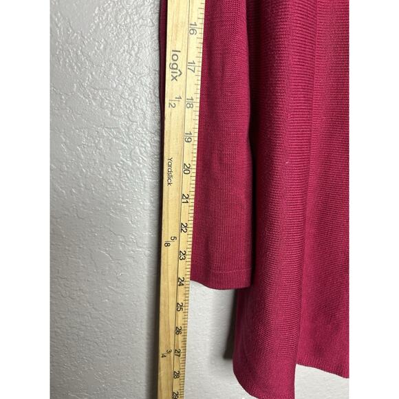 Eileen Fisher Raspberry Red Tunic Length Silk Blend Sweater Office Casual Medium - Picture 4 of 7